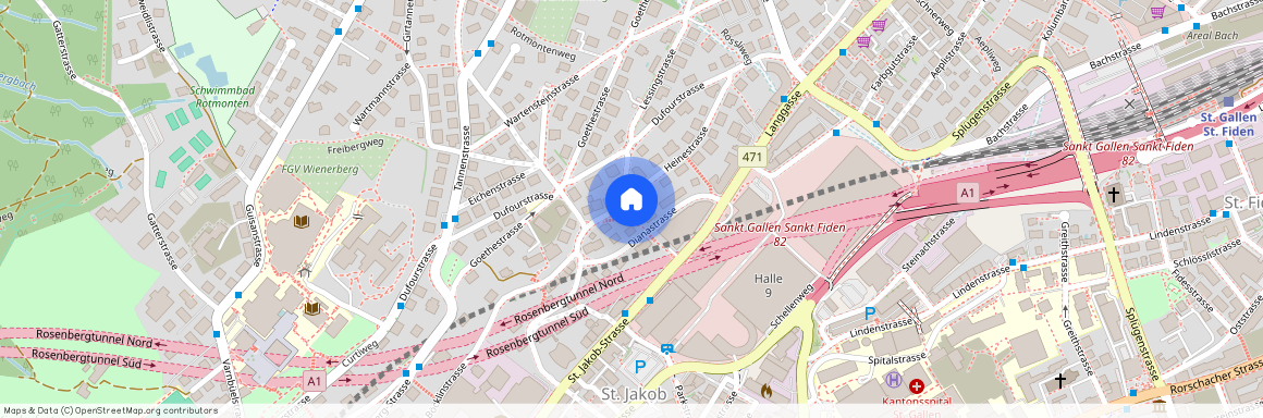 Heinestrasse 8, 9008 St. Gallen, Lageplan