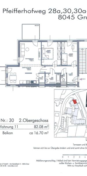 Pfeifferhofweg Top 11 - Geräumige 3 Zimmerwohnung mit 2 Balkone in Andritz (gefördert bis 30.06.2026) - Foto 1