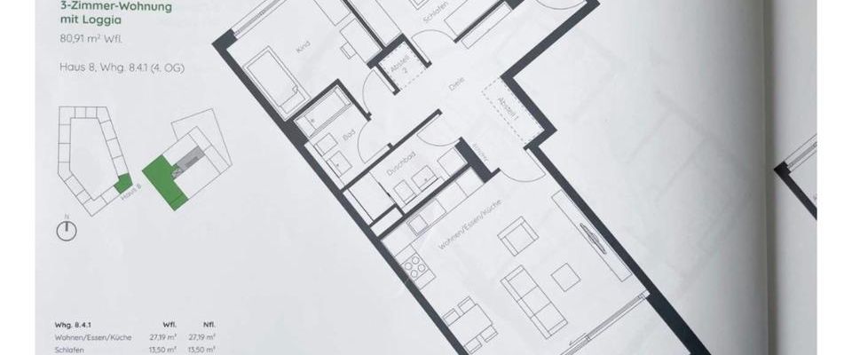 Am Schlosspark: Hochwertige 3-Zi-Neubauwohnung mit Loggia & TG (P - Foto 1