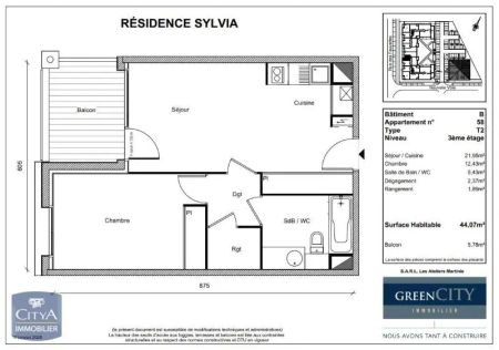 Appartement à louer 2 pièces 44.07m² - Photo 4