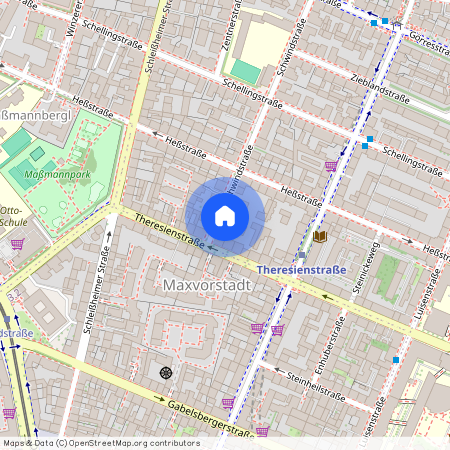 Schwindstraße, 80798 München Maxvorstadt ca. 2, 0 km north-west of Munich-center