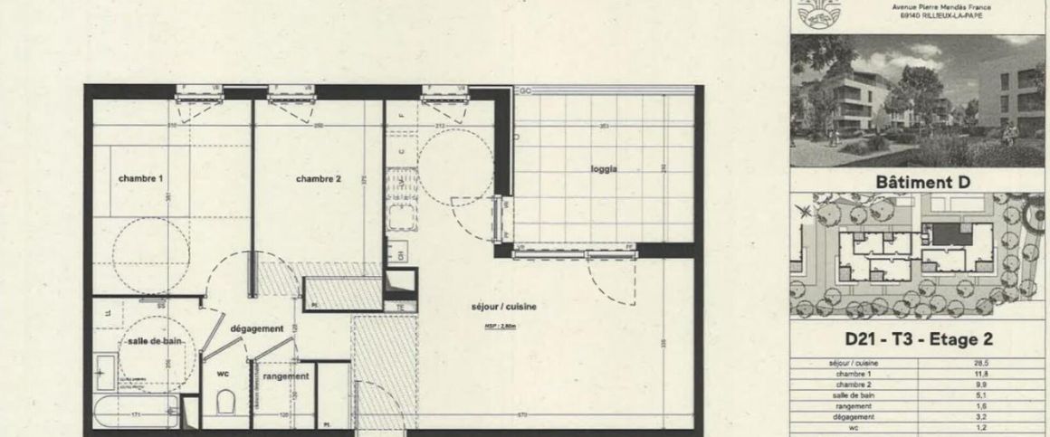 location Appartement T3 DE 61.3m² À RILLIEUX LA PAPE - Photo 1