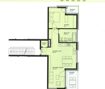 2.5 Zimmer, 64 m², 1. Stock - Foto 4