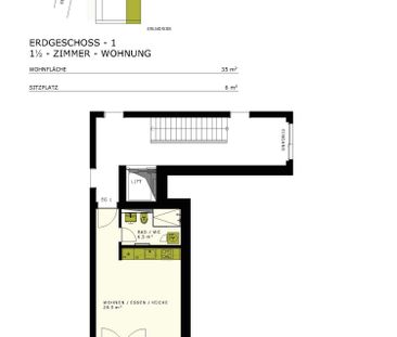 1.5 Zimmer, 35 m², EG - Photo 3