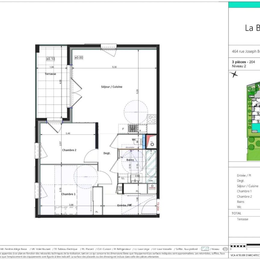 Appartement à louer 3 pièces 64.19m² - Photo 2
