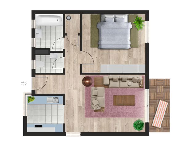 2-Raum-Wohnung mit 48,6 m², Balkon, sep. WC, Wanne, Lift, ruhige Lage. - Photo 1