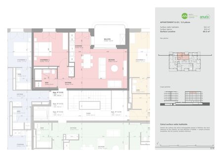 2.5 Zimmer, 57 m², 5. Stock - Foto 3