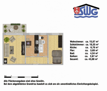 Frisch renovierte 2-Raum-Wohnung in Knieper West! - Foto 6