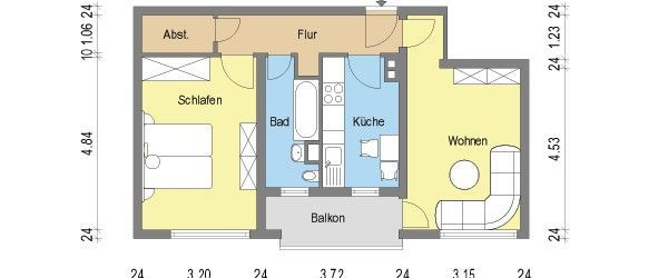 Gut geschnittene 2-Zimmerwohnung mit Balkon - Photo 1