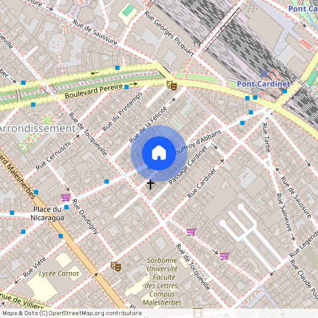 Rue Tocqueville entre Rue Cardinet et Rue Jouffroy d'Abbans 75017 Paris (17e arrondissement)