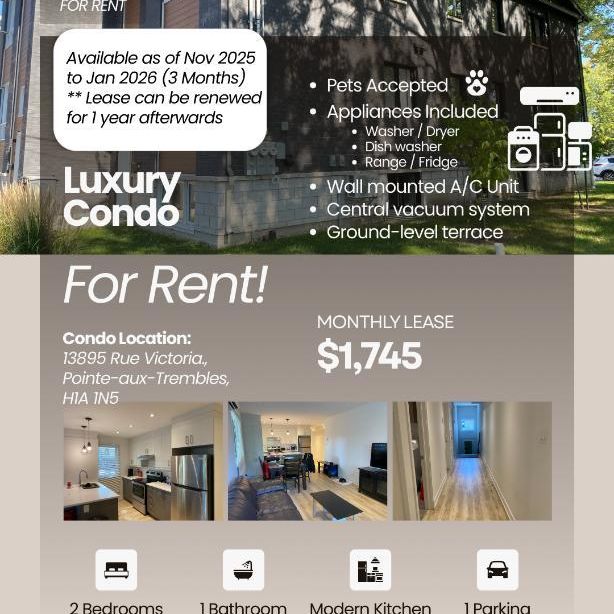 Condo moderne à louer - Animaux acceptés - Photo 1