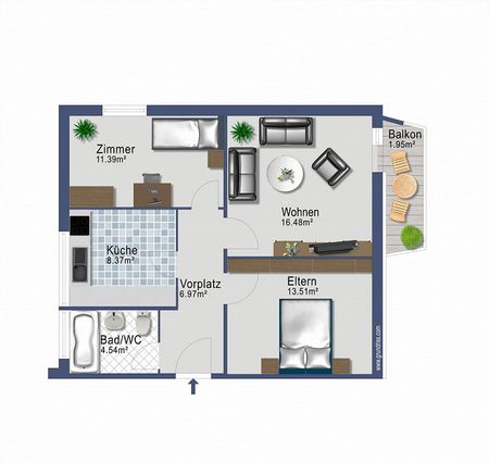 3 Zimmer Wohnung - Foto 5