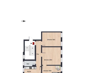 Kleines Zimmer 11,99 m² innerhalb einer 3er-WG // 2.OG li, Zimmer 3103 - Photo 1