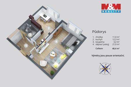 Pronájem bytu 1+1 42 m² - Фото 3