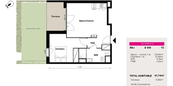 Location Appartement 2 pièces 41m² EAUNES 31600 - Photo 3