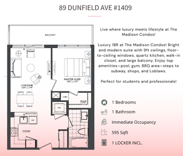 For Lease - 89 Dunfield Avenue Unit# 1409, Toronto, Ontario - Photo 1