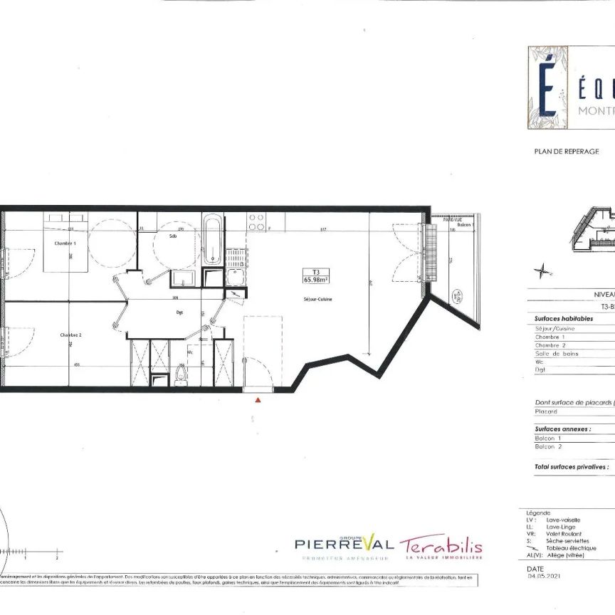 Appartement à louer 3 pièces 65.98m² - Photo 1