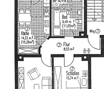 Gepflegte DG-Wohnung mit EINBAUKÜCHE, Balkon und Tageslicht-Bad ab ... - Photo 1