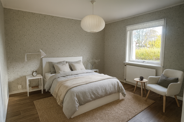 Välkommen till ett trivsamt boende i lugna och naturnära Östra Frölunda. Denna ljusa 2-rumslägenhet på 64 m² erbjuder en bekväm vardag med egen ingång, uteplats och modern utrustning. - Photo 1
