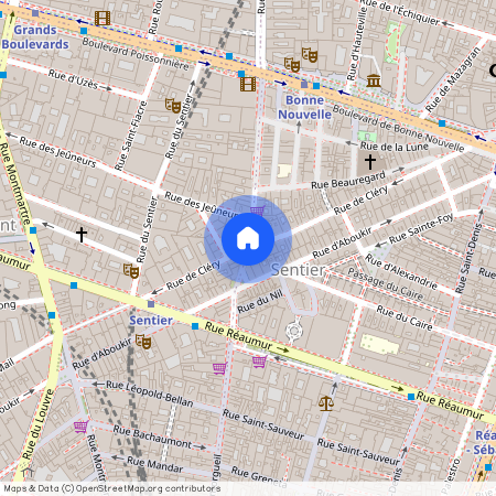 rue de Clery entre rue des Petits carreaux et rue Saint Phlippe 75002 Paris (2e arrondissement)