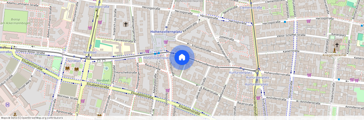 Ansbacher Straße, 80796 München Schwabing-West ca. 2, 5 km north of Munich-center