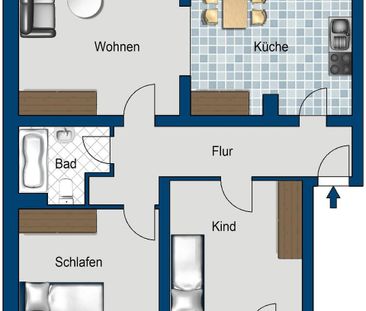 Großzügig geschnittene 3 Zimmer Wohnung mit zwei Balkone - Foto 2