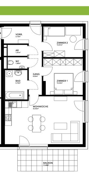 Sonnige 3-Zimmer-Wohnung inkl. Küche im Obergeschoss mit Balkon - Foto 2