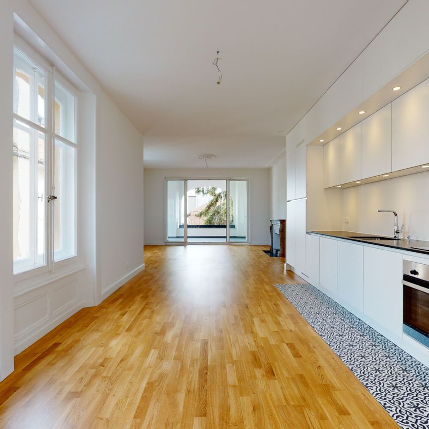 Magnifique appartement rénové de 4,5 pièces au rez-de-chaussée supérieur avec terrasse couverte, vue sur le lac et cheminées - Photo 1