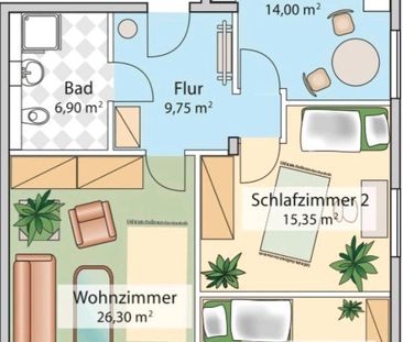 Wir Vermieten drei 2 Raum Wohnung 52 m2 . - Foto 1
