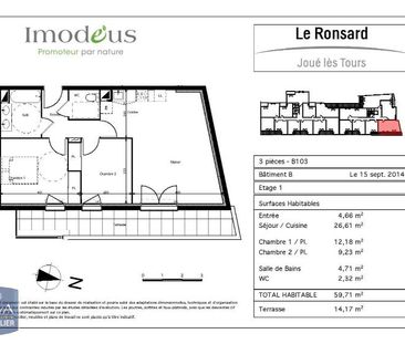 Location Appartement 3 pièces 59m² JOUE LES TOURS 37300 - Photo 4