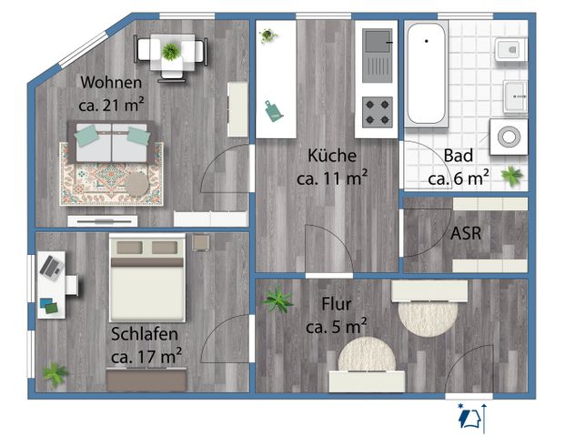 Geschickt geschnitten und mit bester Anbindung. 2-Raum-Wohnung unweit vom Bahnhof - Photo 1