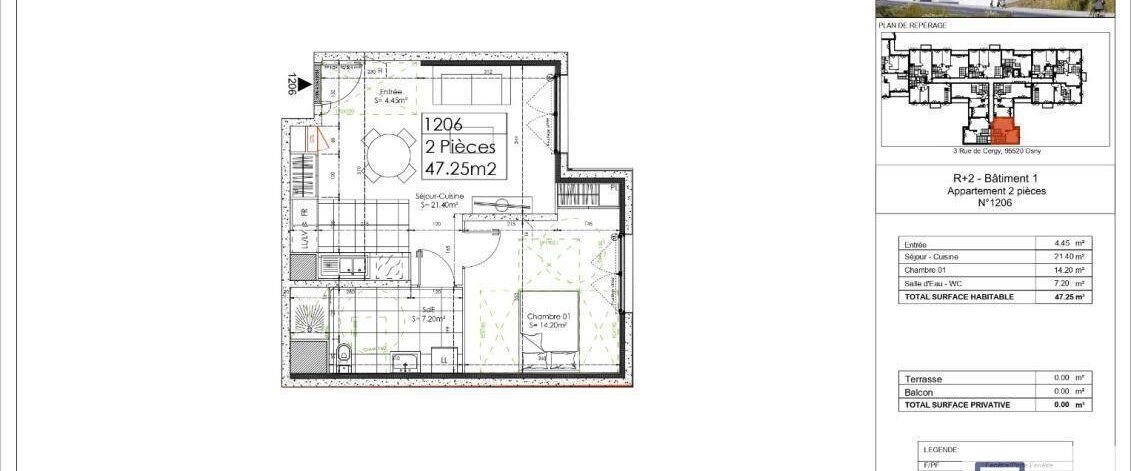 Location appartement t2 47 m² à Osny (95520) La Meth - Photo 1