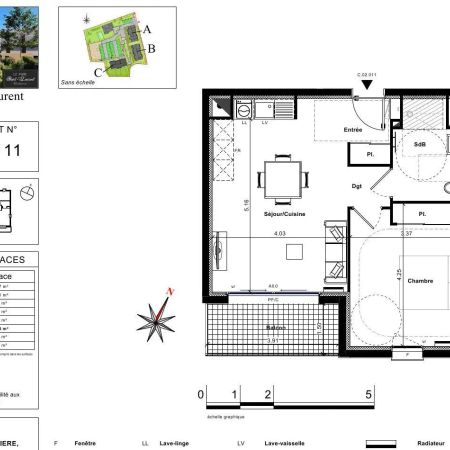 Appartement à louer 2 pièces 46.13m² - Photo 4