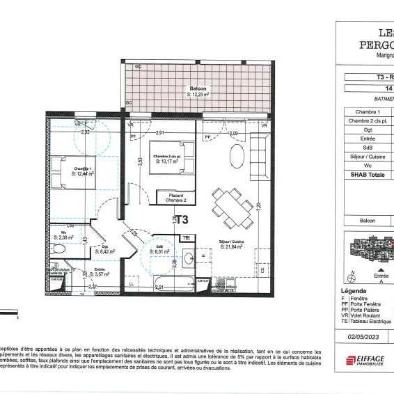 SANS FRAIS - MARIGNANE 13700 - T3 de 62 m² + TERRASSE - Résidence récente et sécurisée. E23310014L - Photo 2