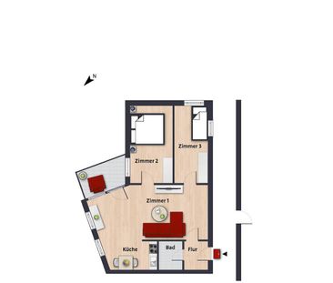 Schöne 3-Zimmer-Wohnung mit einem Personenaufzug // 3.OG Wohnung 14 - Photo 3