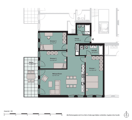 4.5 Zimmer, 111 m², 1. Stock - Foto 2