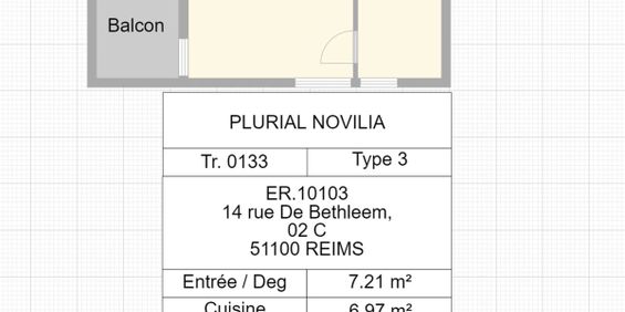 Location appartement T3 59.10m² à Reims (51100) Loyer CC * : 560.54 € Réf : ER.10103 - Photo 3