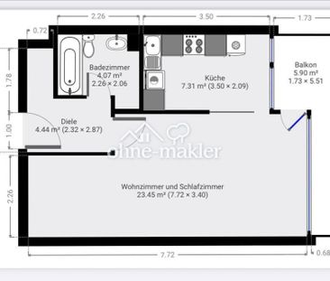 Voll möblierte 1-Zimmer-Wohnung mit separatem Schlafbereich und Küc... - Photo 1