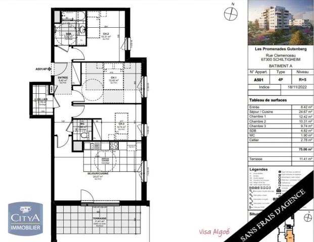 Appartement à louer 4 pièces 75.06m² - Photo 1