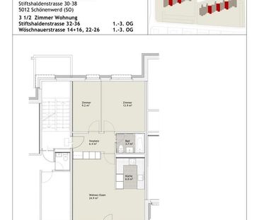 3.5 Zimmer, 64 m², 2. Stock - Foto 6