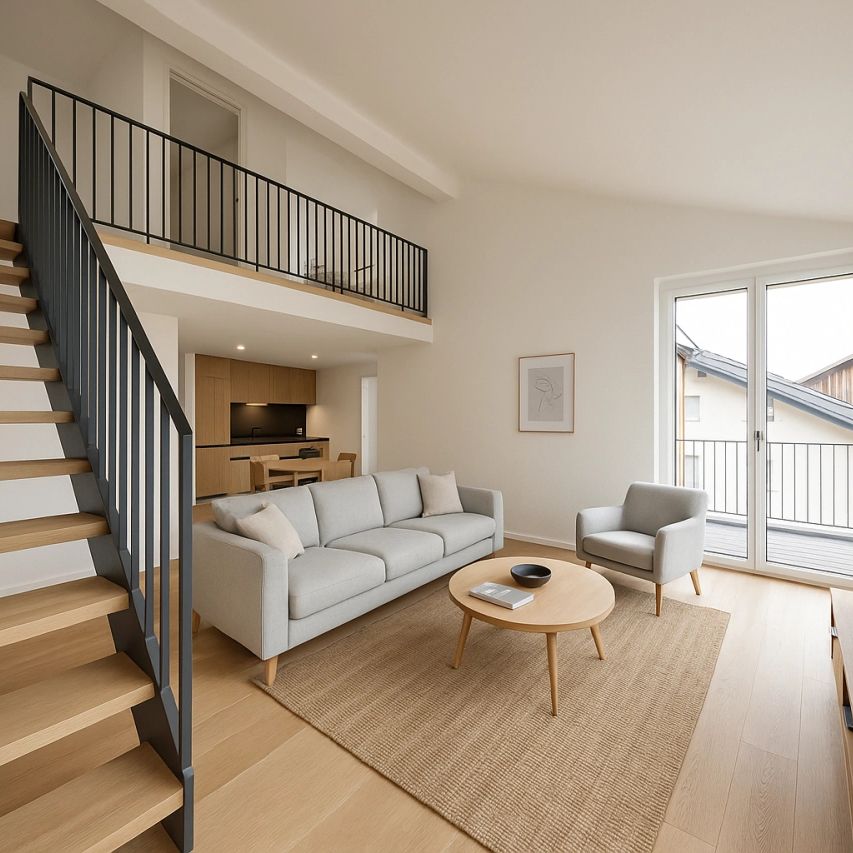 Duplex meublé de 3.5p avec vue partielle au lac - Foto 1