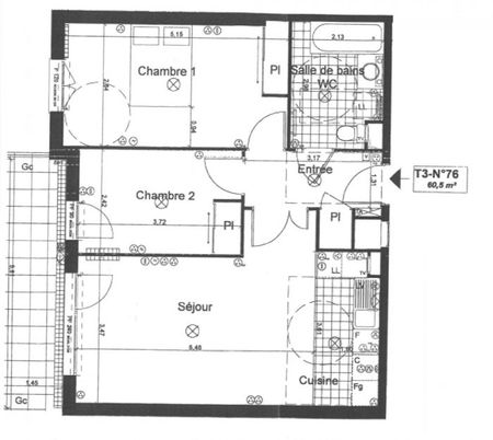 T3 Fontenay-le-Fleury 61 m² - Photo 3