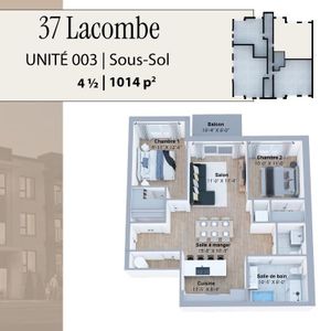 Nouveau projet ! 37-39 boul Lacombe, Repentigny - 4 ½ – 945 pi2 à 1072 pi2 À partir de 1825$/mois=1670$ (option avec coin bureau et/ou salle d’eau) - Photo 2
