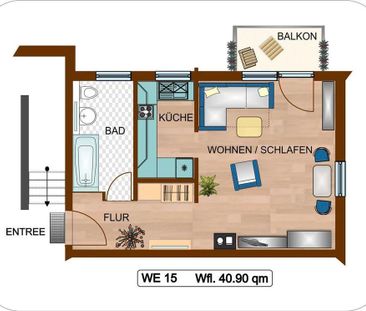 HARTENSTEIN ** 1-Raum-Whg. mit Balkon & EBK - Foto 1