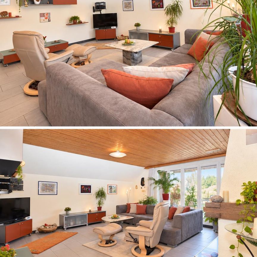 4.5-Z-Dachwohnung mit Parkplätzen, Cheminée, Terrasse & Estrich - Foto 1