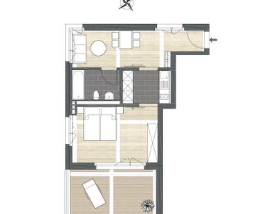 2 Zimmer, 43 m², 3. Stock - Foto 2