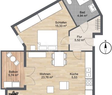 Stilvolle 2-Zimmer-Wohnung mit qualitativer Ausstattung - Photo 2