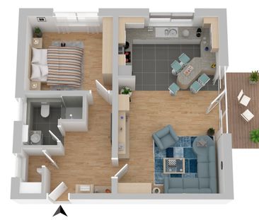 - 2 - Raumwohnung mit Terrasse in Dohma - Foto 4