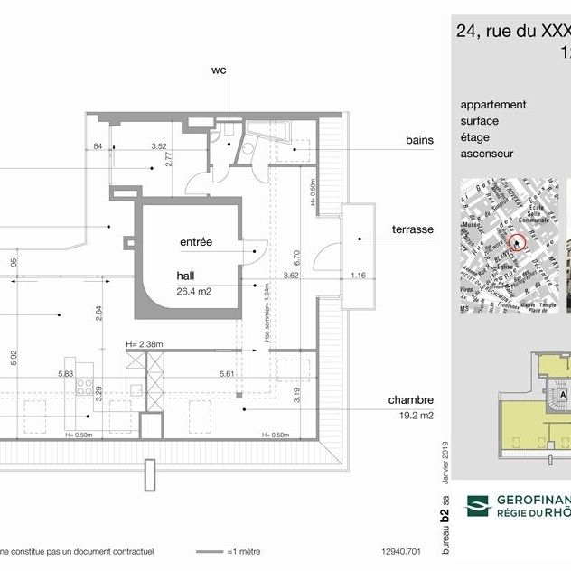 4.5-room through apartment, about 94 m2, on the 7th and last floor. Two terraces. - Photo 2