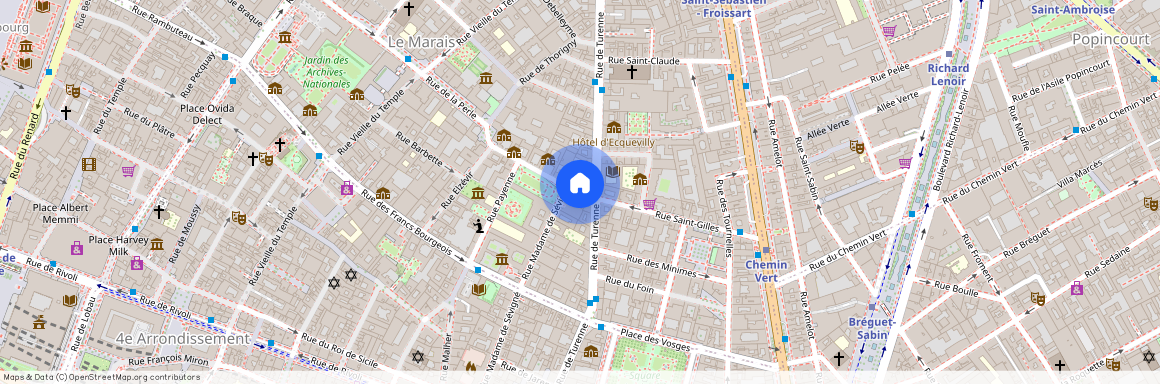 Rue de Turenne, entre Rue du Parc Royal et Rue St Claude 75003 Paris (3e arrondissement)